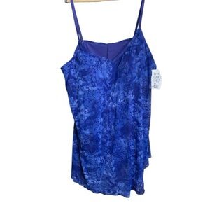 NWT Plus size Tummy Trimmers Power Net LiningBlue Floral One Piece Swimsuit 24W